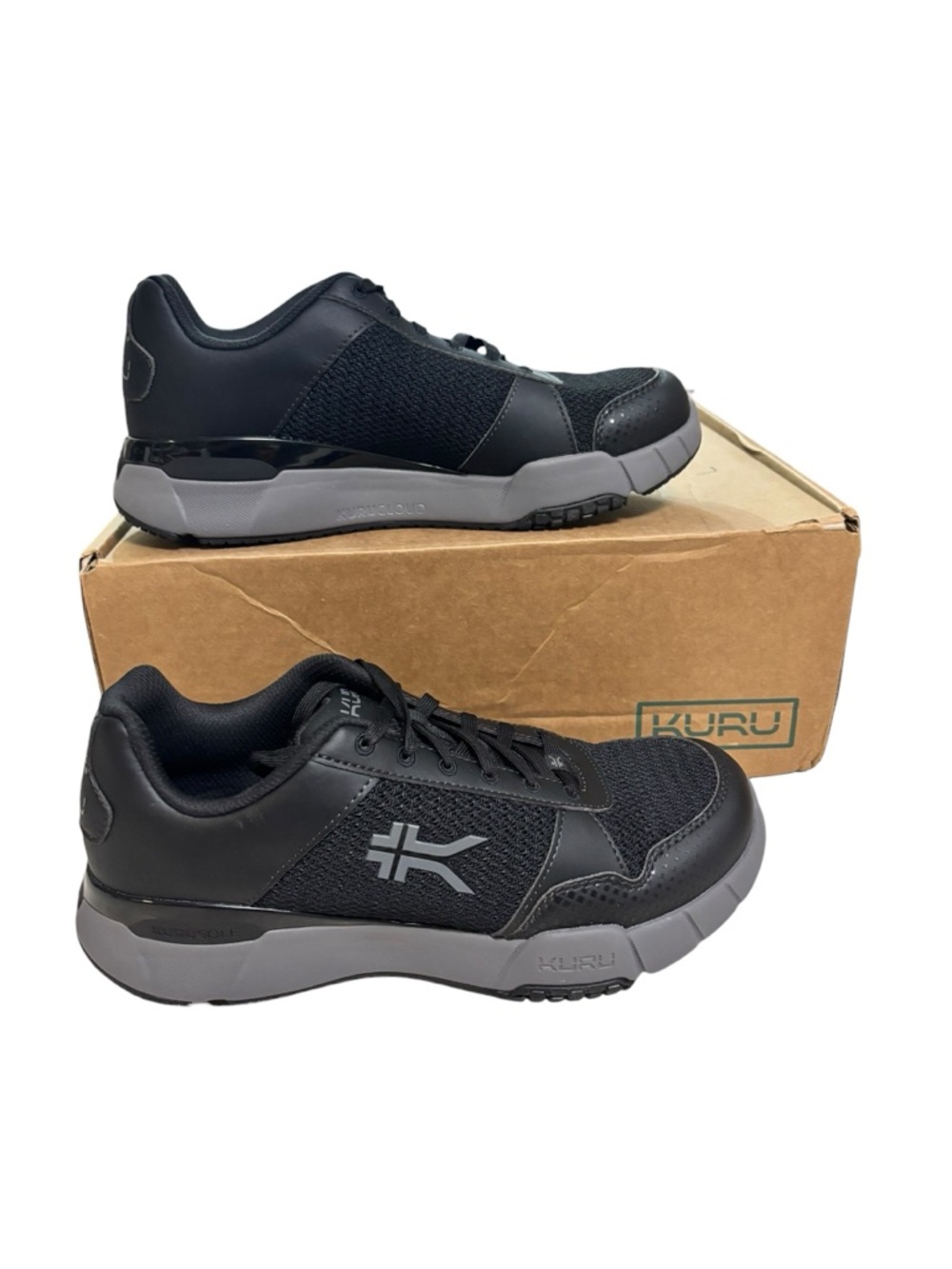 KURU Quantum 2 Shoes Mens 8.5 Wide Black Gray Mesh Athletic Sneakers Comfort